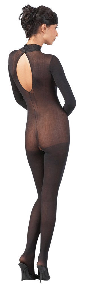 Bodystocking transparent - catsuit provocator din plasă fină și model clasic M/L, negru SOLLUXE Every box holds joy - unbox it!
